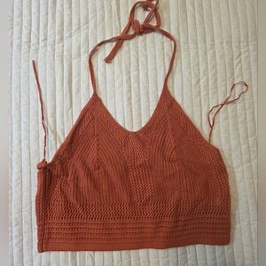 Aerie Crochet Knit Halter Crop Top XXL